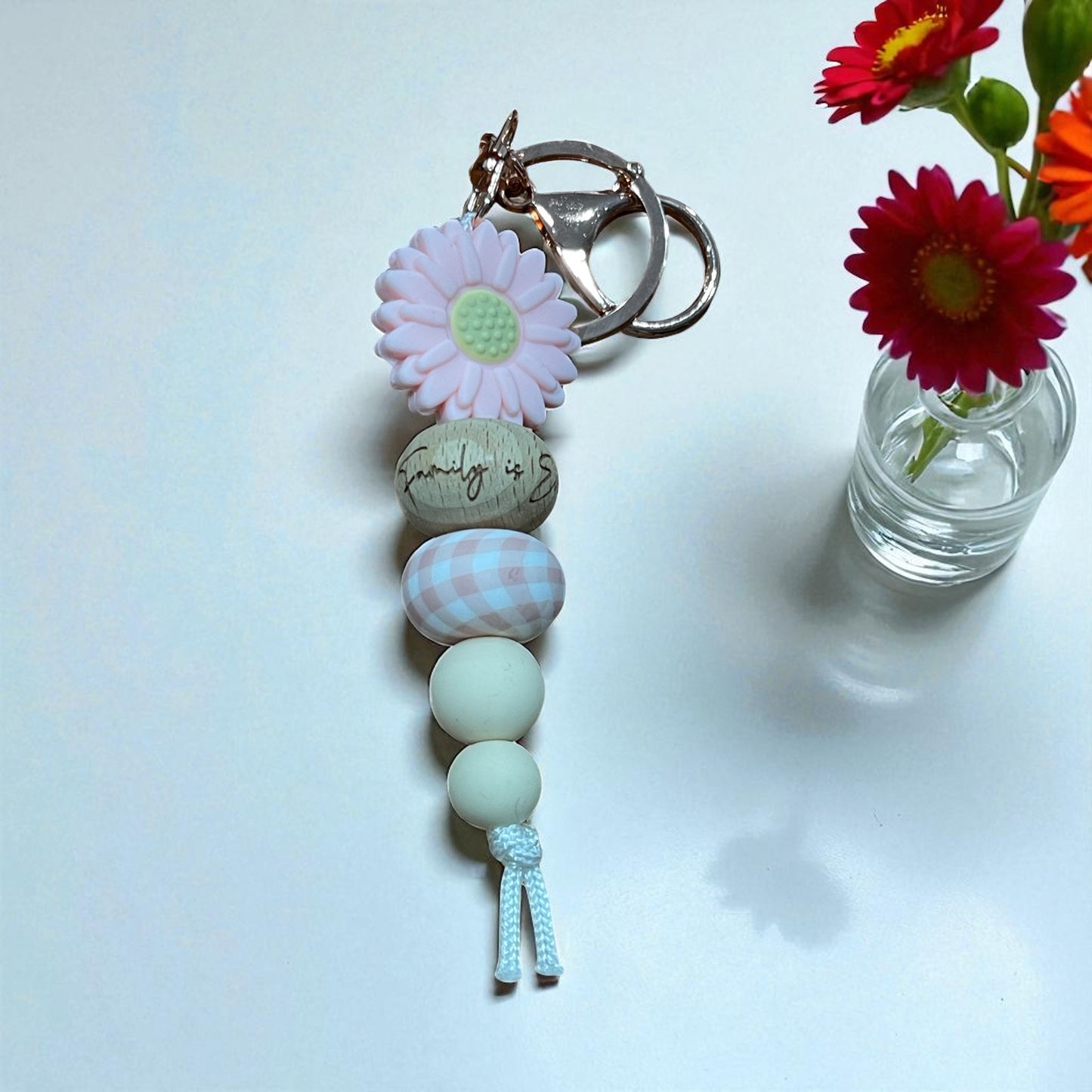 Baby Pink Daisy Keyrings