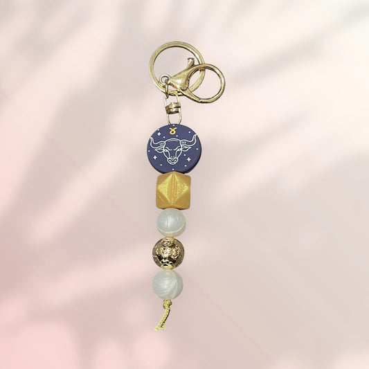 Taurus Zodiac Silicone Bead Keyring