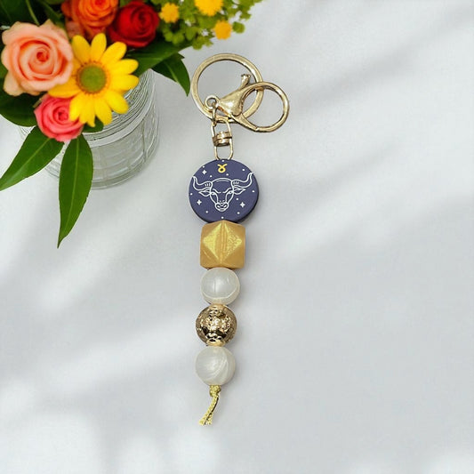 Taurus Zodiac Silicone Bead Keyring