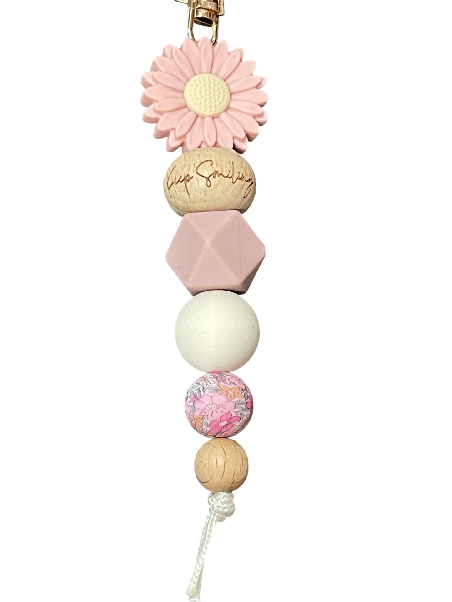 Keep Smiling Daisy Silicone Keyring