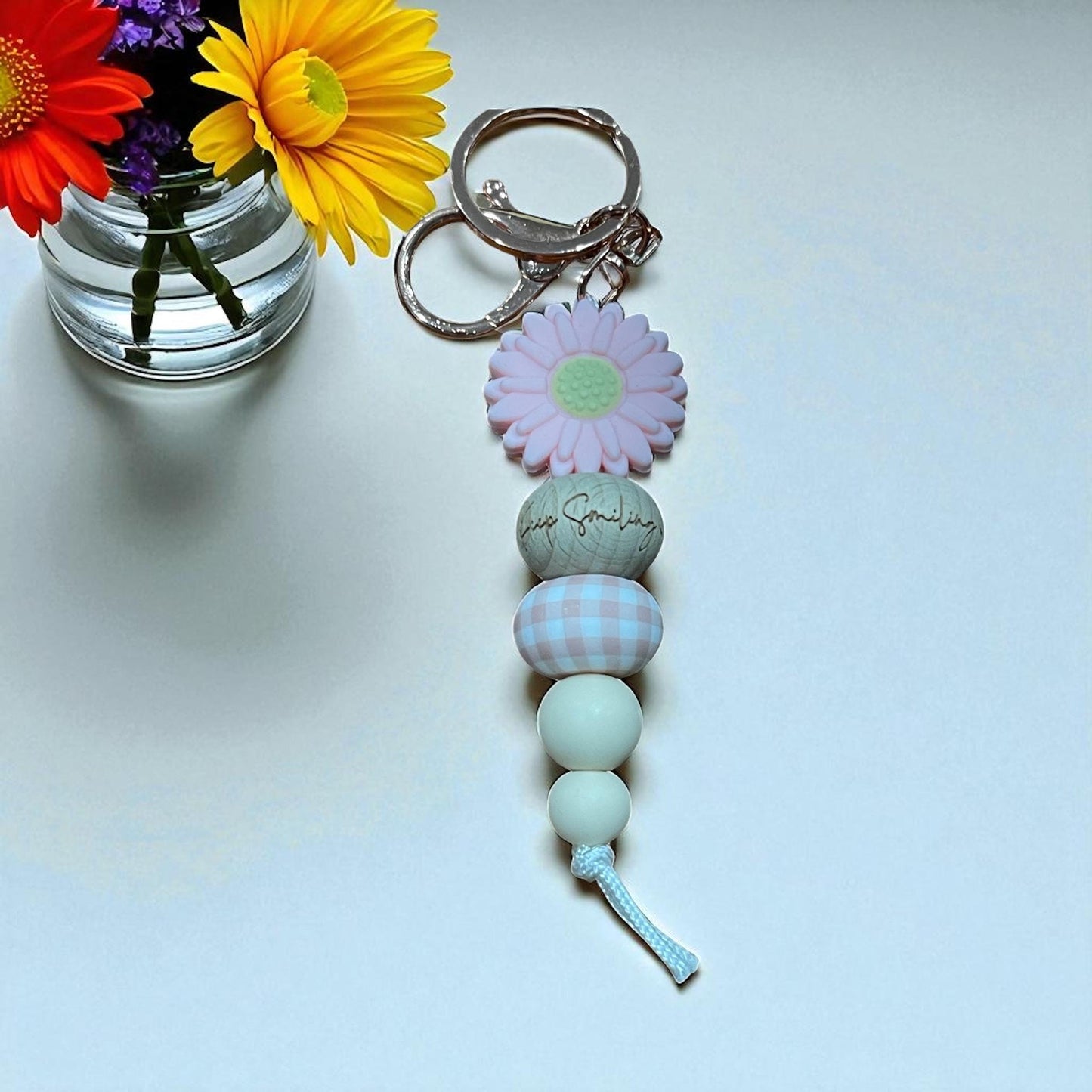 Baby Pink Daisy Keyrings