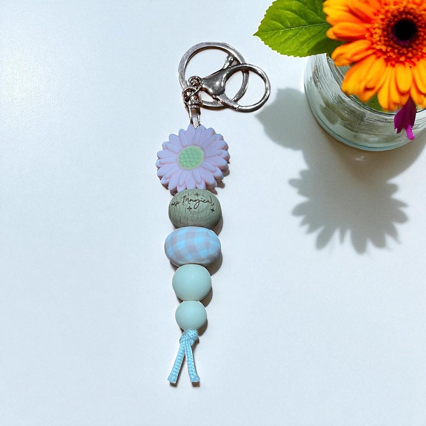 Baby Pink Daisy Keyrings