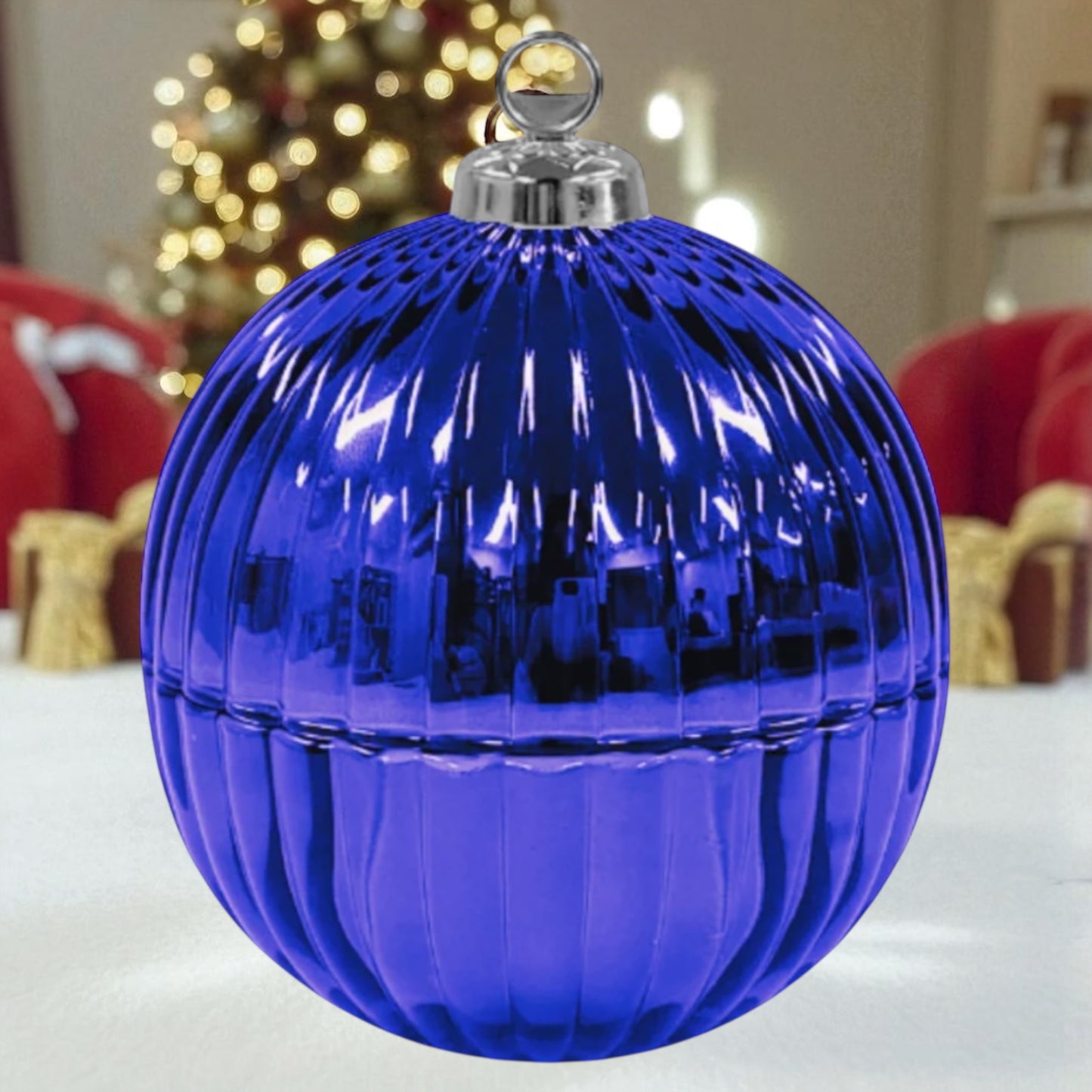 Candle Sand Glass Christmas Bauble - Blue