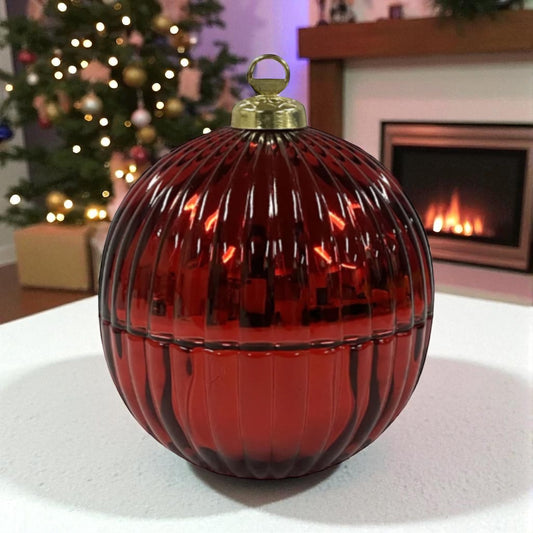 Candle Sand Glass Christmas Bauble - Red