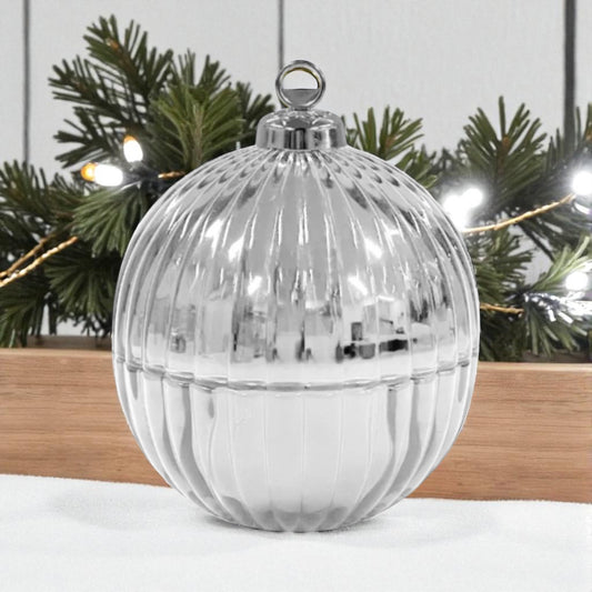 Candle Sand Glass Christmas Bauble - Silver