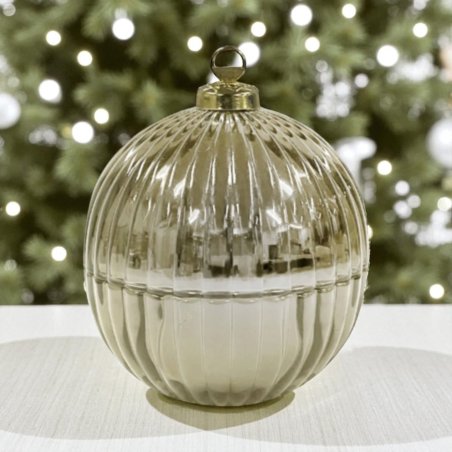 Candle Sand Glass Christmas Bauble - Gold