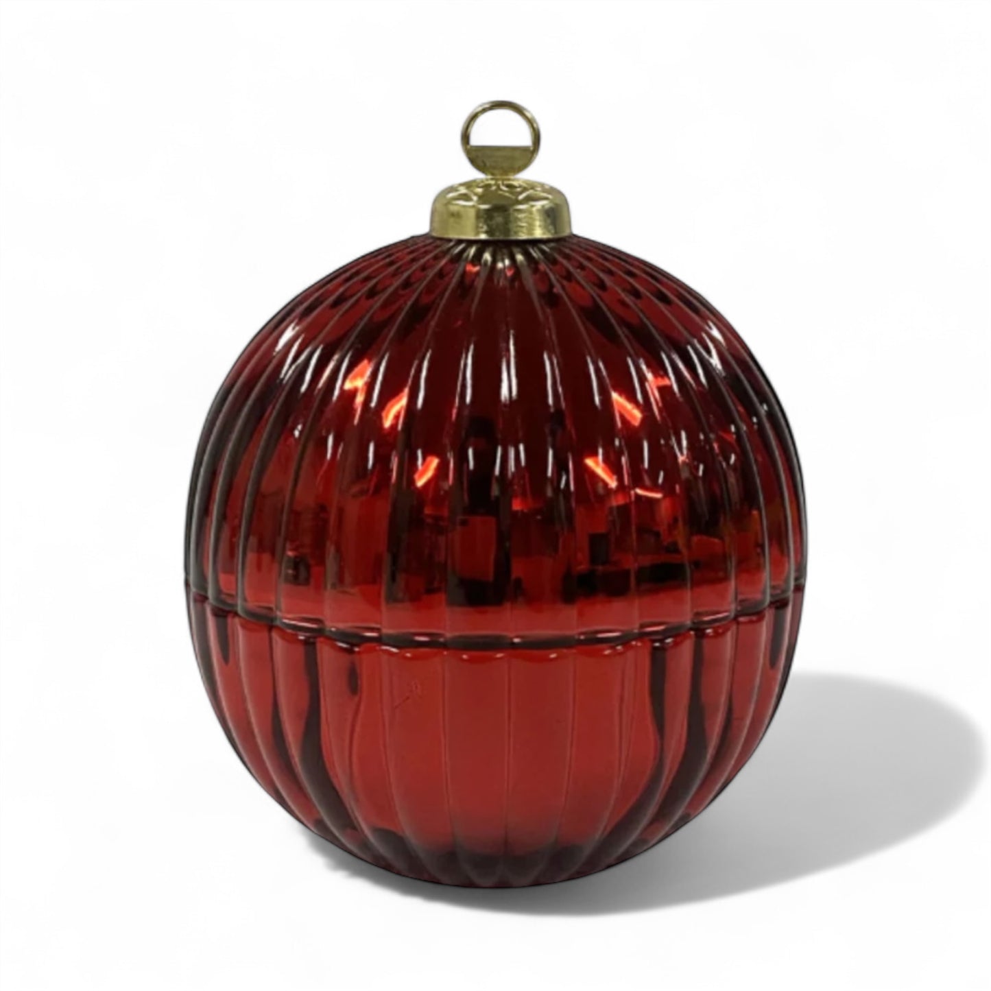Candle Sand Glass Christmas Bauble - Red
